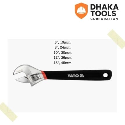 ADJUSTABLE WRENCH RUBBER-GRIP BLACK